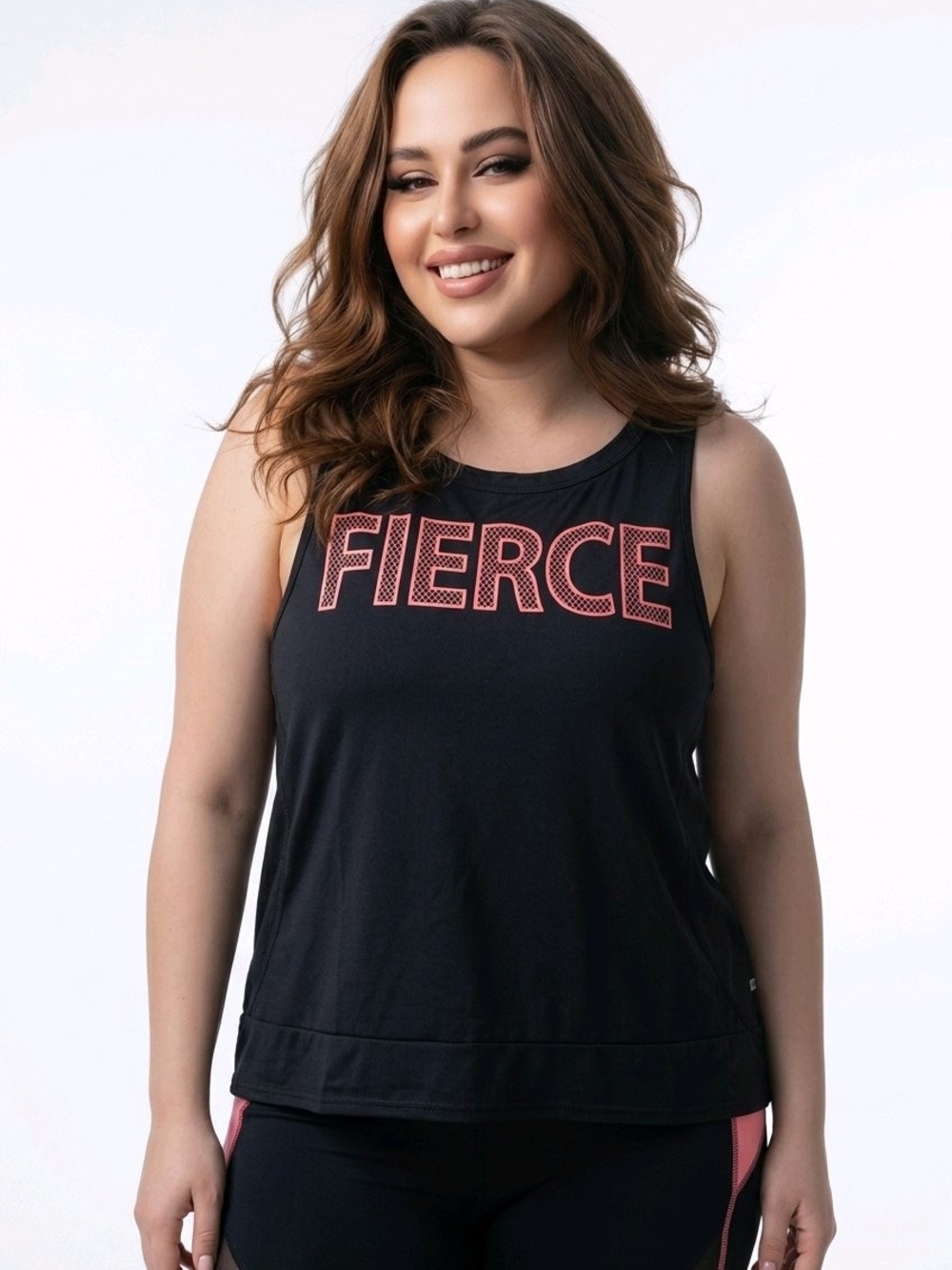 Athletic Works Black Tank Top with Pink FIERCE Graphic